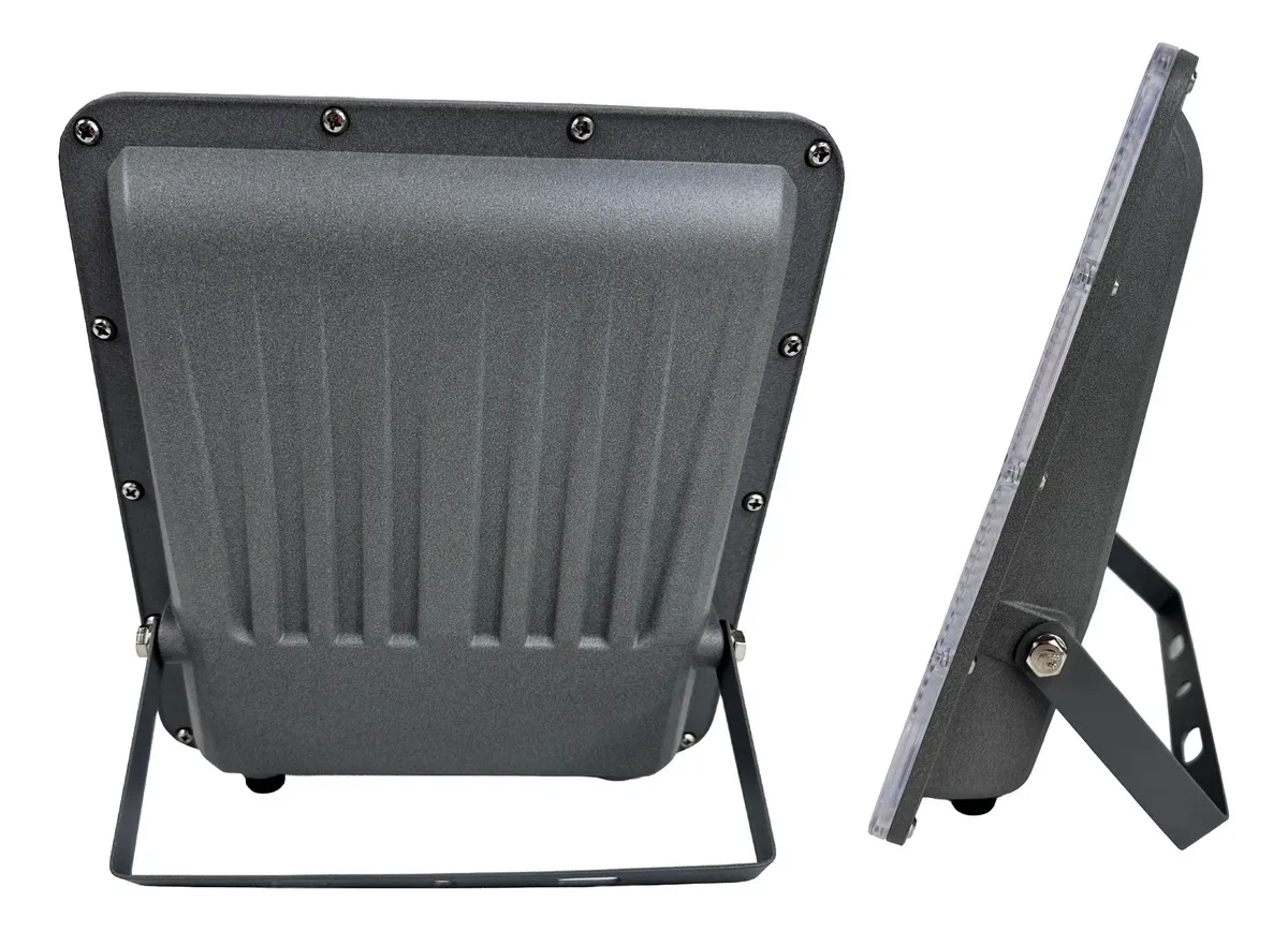 Reflector Solar Multiled Led 100w Dakota Con Panel Solar Y Control Remoto Gris Oscuro Blanco Frío