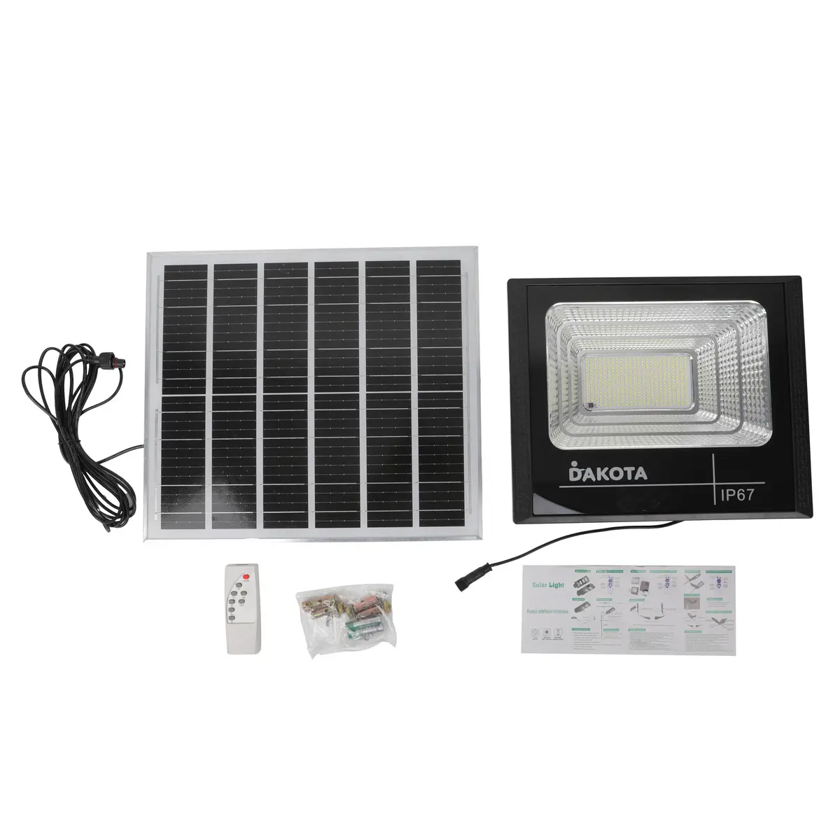 Reflector Solar Led 300w Dakota Para Exterior Con Panel Solar + Control Remoto Negro Blanco Frío