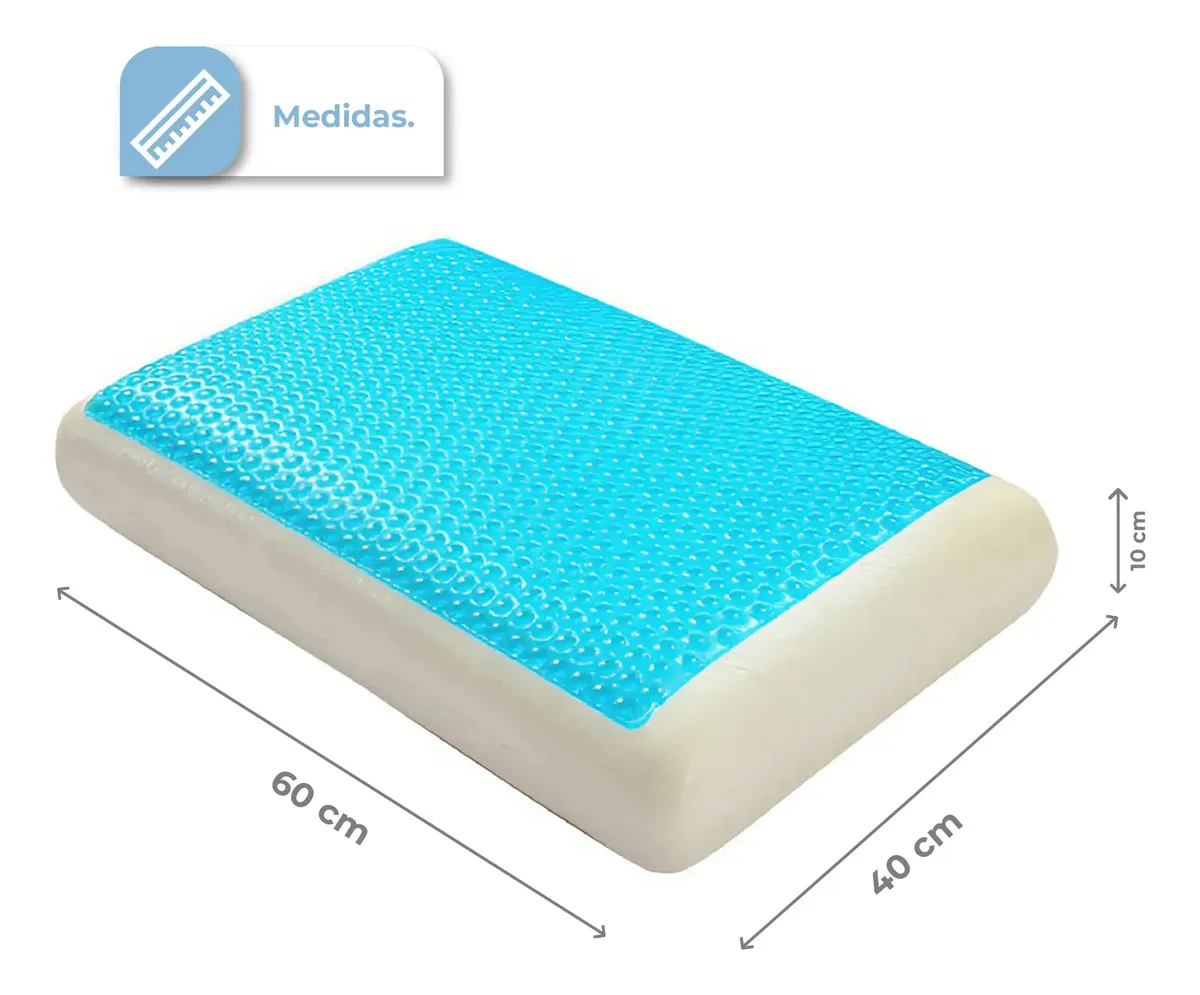 Combo X2 Almohadas Inteligentes Con Gel Dakota Viscoelásticas Soporte Firme Alta Densidad 40x60 Azul Blanco