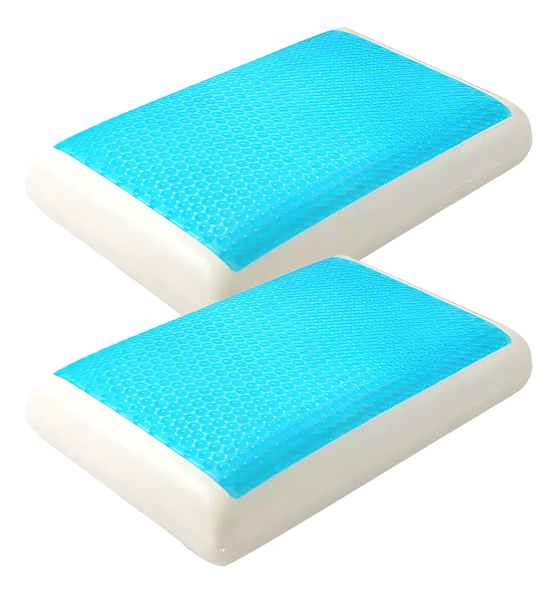 Combo X2 Almohadas Inteligentes Con Gel Dakota Viscoelásticas Soporte Firme Alta Densidad 40x60 Azul Blanco