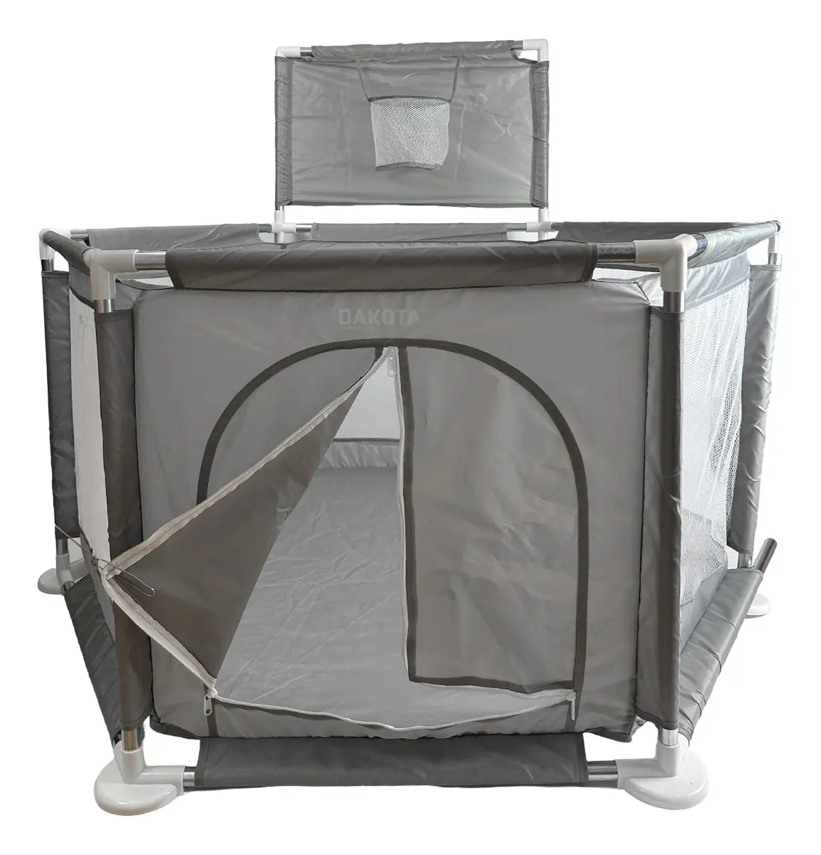 Corralito Pelotero Para Bebes Hexagonal Dakota Gimnasio Aro Básquet Con Pelotitas Color Gris