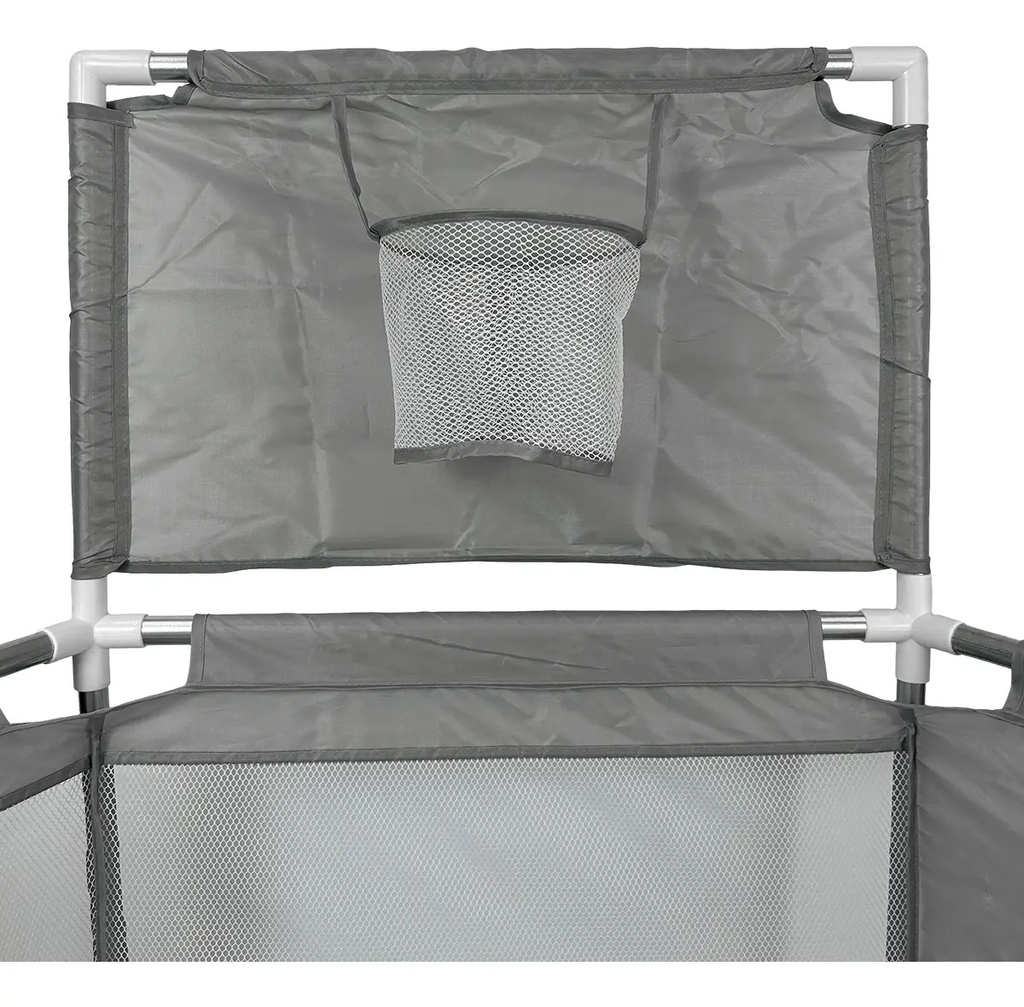 Corralito Pelotero Para Bebes Hexagonal Dakota Gimnasio Aro Básquet Con Pelotitas Color Gris