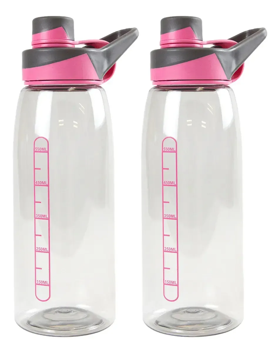 Kit Mancuernas Con Pesas Rusas 40kgs Dakota Discos Pvc Con Tope A Rosca Incluye Botella Negro-rojo