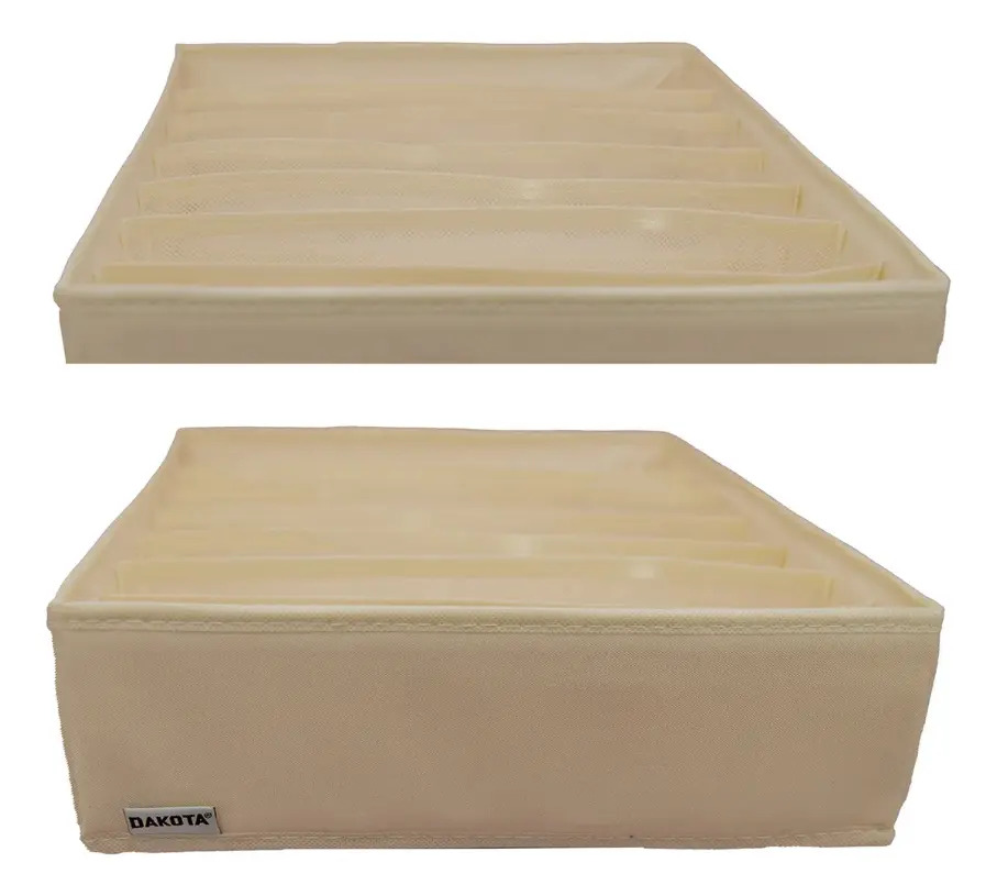 Organizador Cajon Dakota 7 Divisiones + 25 Perchas Terciopelo Antideslizantes Negras Beige3