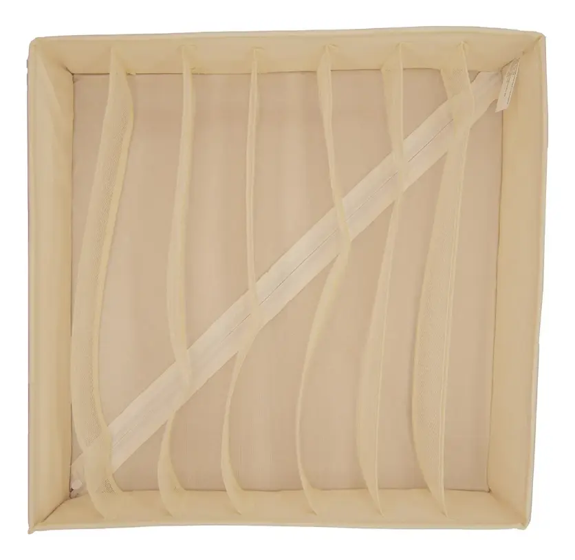 Organizador Cajon Dakota 7 Divisiones + 25 Perchas Terciopelo Antideslizantes Negras Beige3