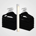 Set 25 Perchas Terciopelo Antideslizante Con Luz Tira Led 40cm Negro