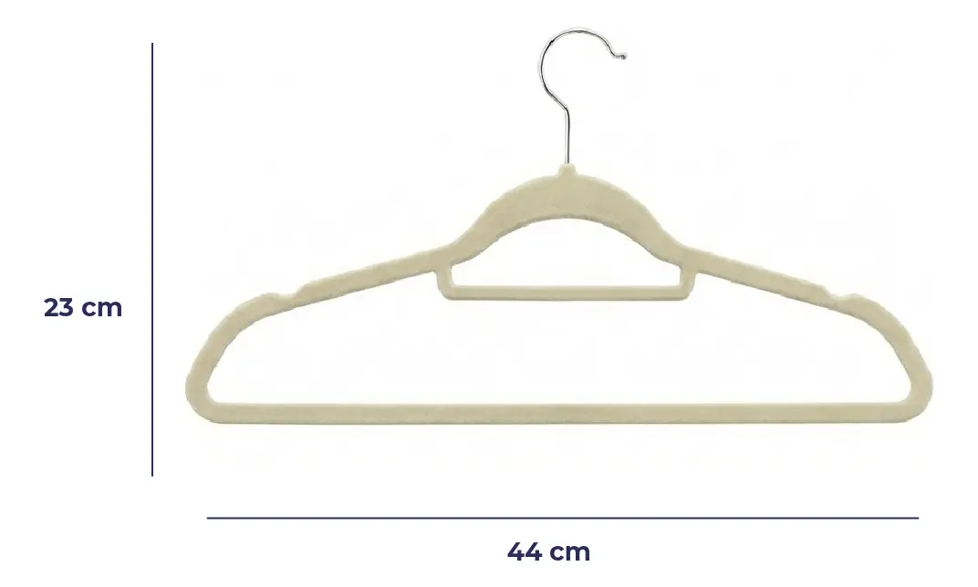 Set X75 Perchas De Terciopelo Dakota Antideslizante Premium Color Beige