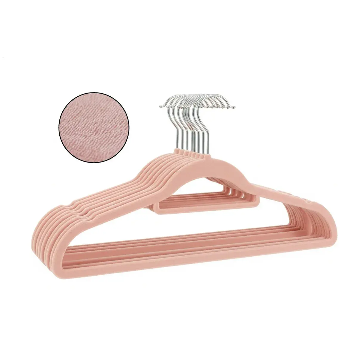 Set X50 Perchas De Terciopelo Dakota Antideslizante Premium Color Rosa