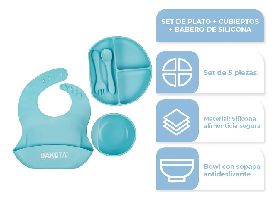 Combo Corralito Pelotero Para Bebes Azul Marino + Set Plato Babero Cubiertos Silicona Celeste Azul Marino - Celeste