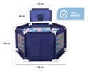 Combo Corralito Pelotero Para Bebes Azul Marino + Set Plato Babero Cubiertos Silicona Celeste Azul Marino - Celeste