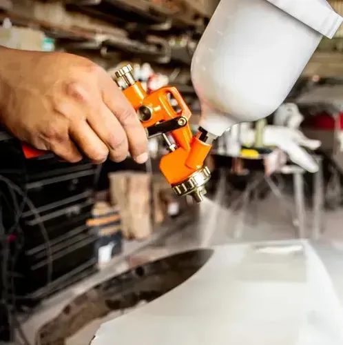 Pistola Pintar Hamilton Pg100 Hvlp 600cc Boquilla 1,5mm Naranja Profesional Incluye Guantes Moteados