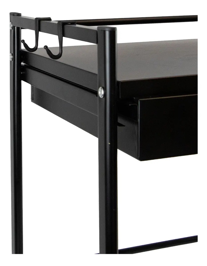Estante Organizador Para Microondas Y Horno Eléctrico Dakota Con Cajón Negro