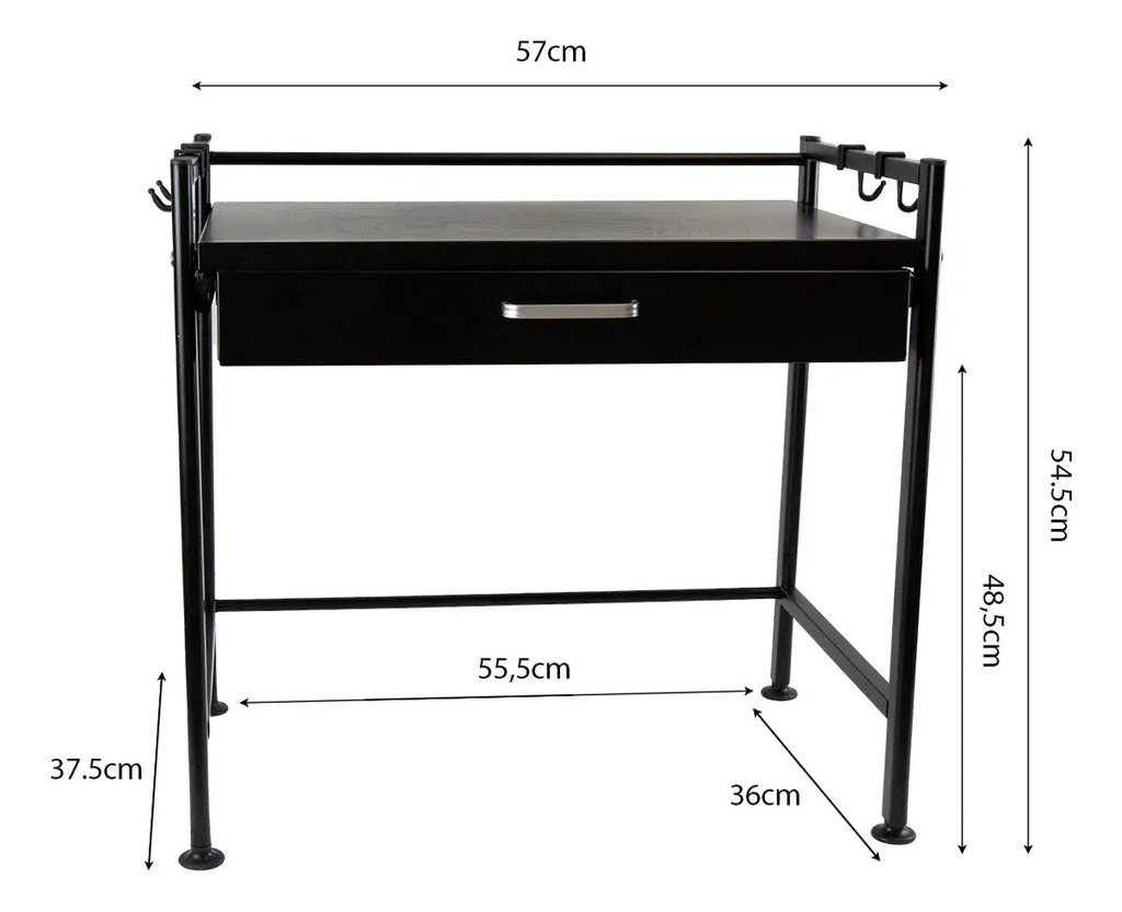 Estante Organizador Para Microondas Y Horno Eléctrico Dakota Con Cajón Negro