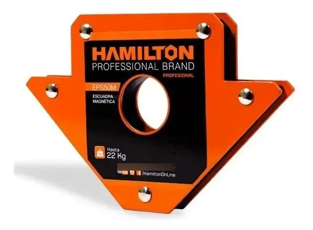 Set 4 Escuadra Magnética Soporte Para Soldar 11 Kg Hamilton Eps25m Acero Incluye Guantes Moteados