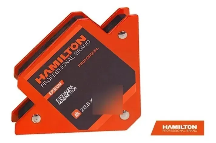 Set 4 Escuadra Magnética Soporte Para Soldar 11 Kg Hamilton Eps25m Acero Incluye Guantes Moteados