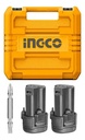 Taladro Atornillador Inalámbrico Ingco Cdli12202 Usb C 2 Baterías Maleta + Set Herramientas 46 Piezas 1/4  Ingco Incluye Guantes Moteados Amarillo