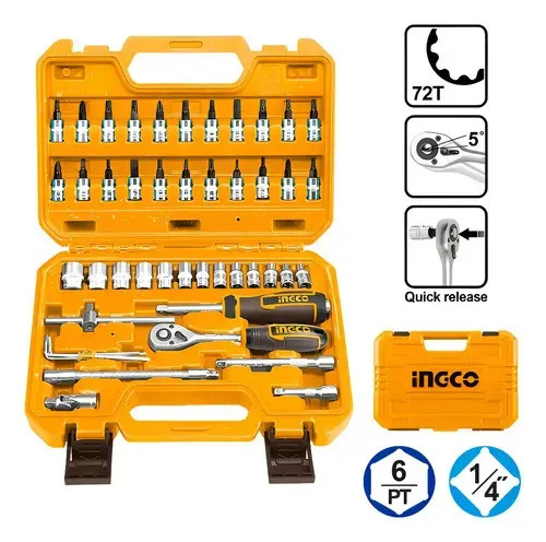 Taladro Atornillador Inalámbrico Ingco Cdli12202 Usb C 2 Baterías Maleta + Set Herramientas 46 Piezas 1/4  Ingco Incluye Guantes Moteados Amarillo