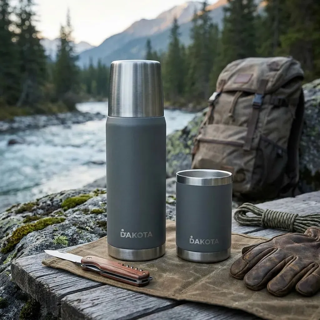 Termo Dakota 750ml Acero Inoxidable Gris Botella Térmica Bebidas Incluye Bombilla Acero