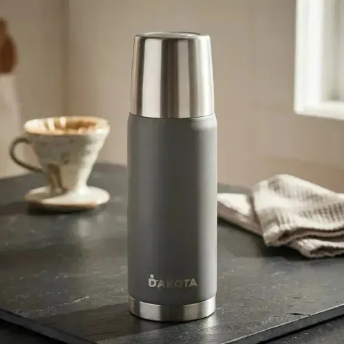 Termo Dakota 750ml Acero Inoxidable Gris Botella Térmica Bebidas Incluye Bombilla Acero