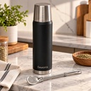 Termo Dakota Acero Inoxidable 1000ml Negro Botella Térmica Para Bebidas Incluye Bombilla Acero