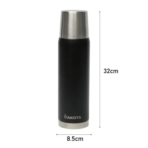 Termo Dakota Acero Inoxidable 1000ml Negro Botella Térmica Para Bebidas Incluye Bombilla Acero