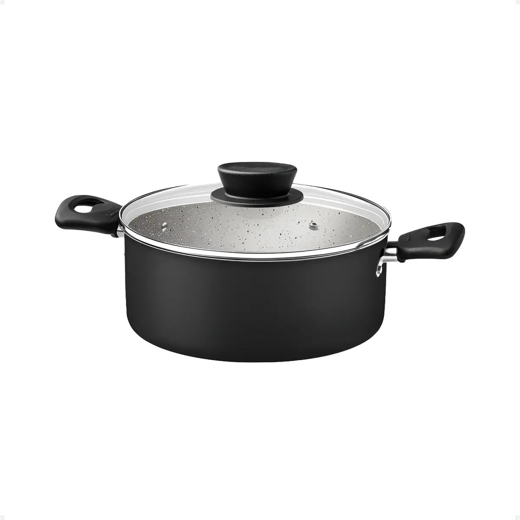 Set Bateria De Cocina Tramontina Linz Juego Sarten Ollas 7 Pzs Negro