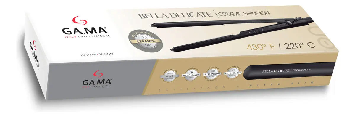 Planchita De Pelo Gama Bella Delicate Ceramic Shine Ion 220ºc Negro