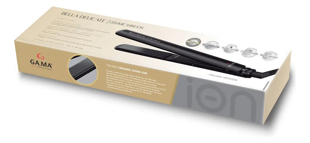 Planchita De Pelo Gama Bella Delicate Ceramic Shine Ion 220ºc Negro