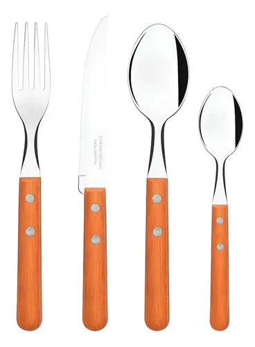 Set Cubiertos Tramontina Dynamic Madera 24 Piezas Marrón + Mandolina Cortadora Verduras 14 Piezas Dakota Verde