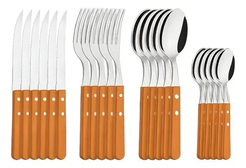 Set Cubiertos Tramontina Dynamic Madera 24 Piezas Marrón + Mandolina Cortadora Verduras 14 Piezas Dakota Verde