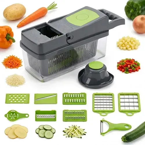 Set Cubiertos Tramontina Dynamic Madera 24 Piezas Marrón + Mandolina Cortadora Verduras 14 Piezas Dakota Verde