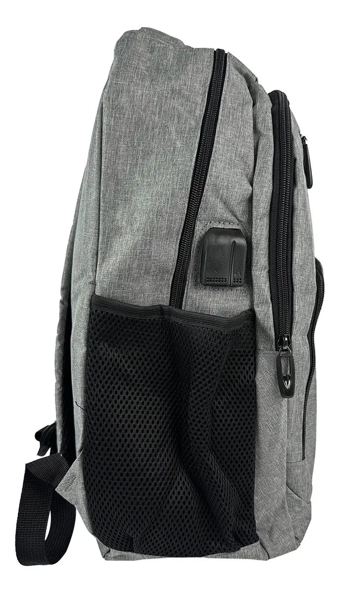 Mochila Dakota Reforzada Porta Notebook Con Puerto Usb Color Gris