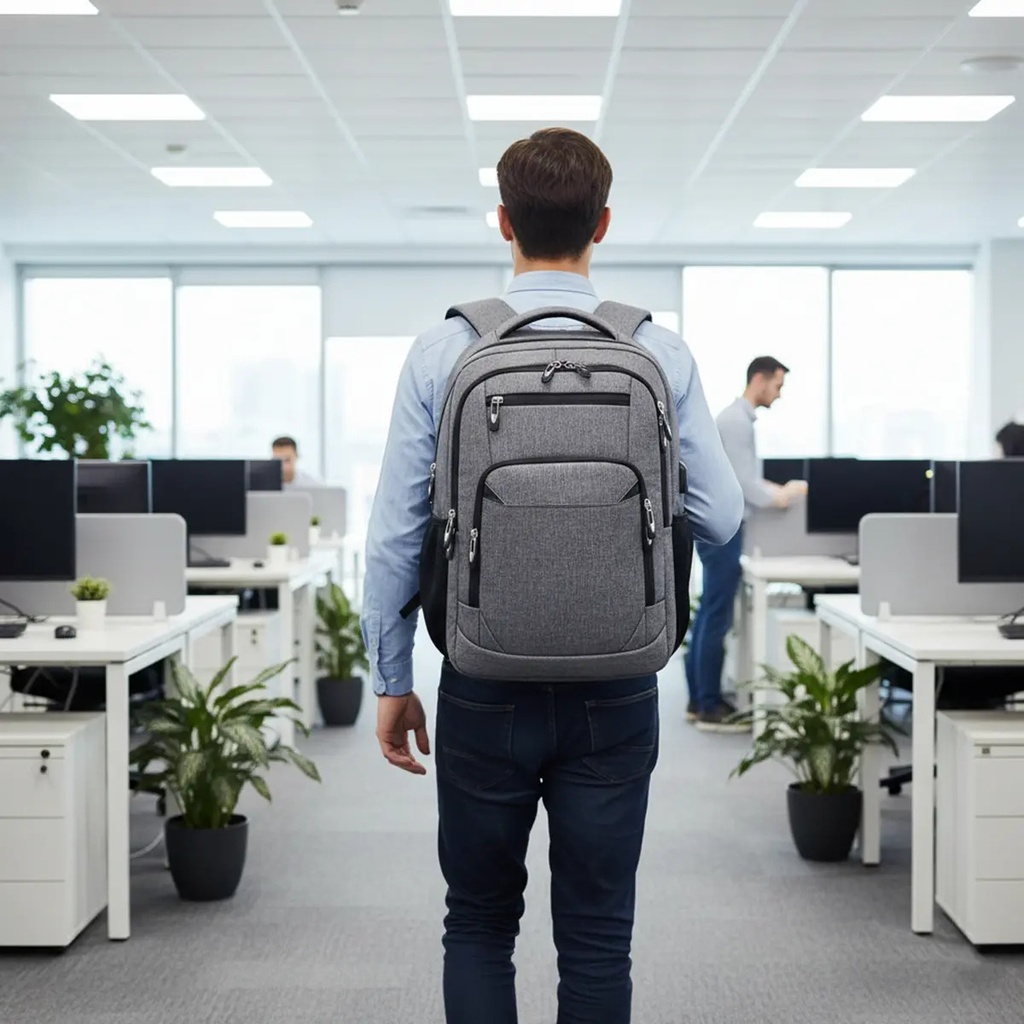 Mochila Dakota Reforzada Porta Notebook Con Puerto Usb Color Gris