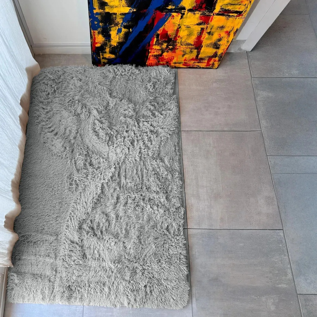 Alfombra Pelo 150x100cm Dakota Suave Antideslizante Multiuso Living Dormitorio Baño Color Gris
