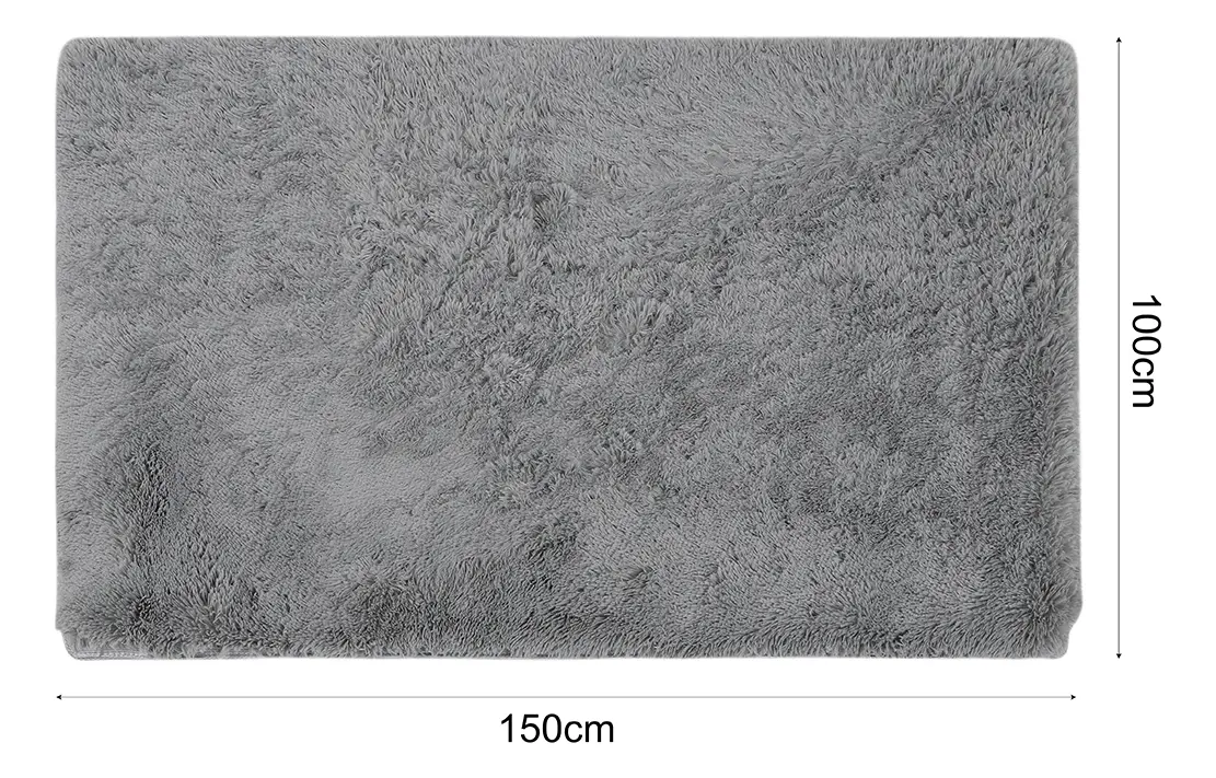 Alfombra Pelo 150x100cm Dakota Suave Antideslizante Multiuso Living Dormitorio Baño Color Gris