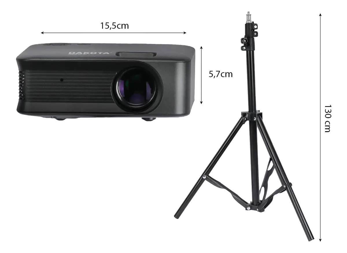 Mini Proyector Portatil Led Dakota 1080p Hdmi Usb Con Tripode Negro
