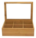 Caja De Té Dakota Madera 24x21,5cm Organizadora Porta Saquitos 6 Divisiones Marrón