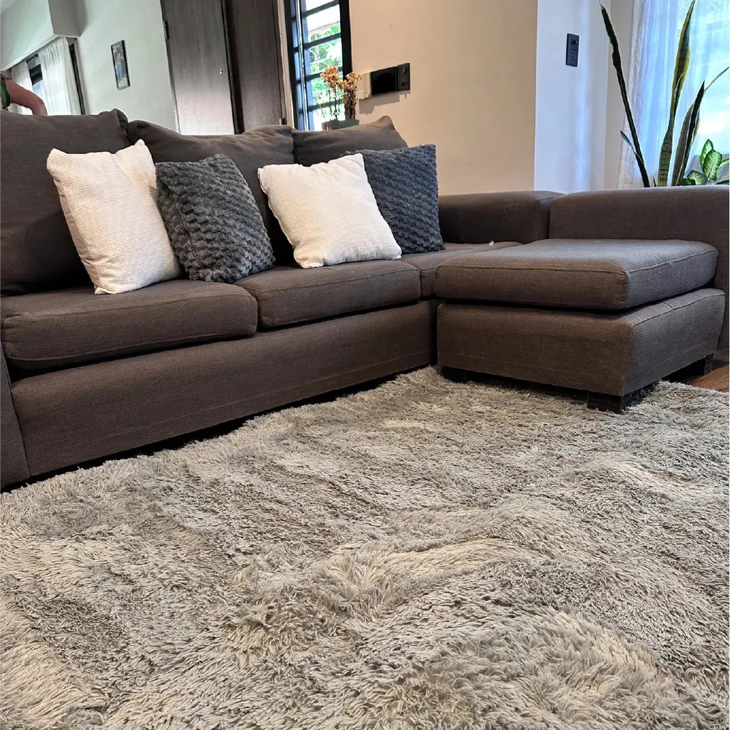 Alfombra Pelo 200x240cm Dakota Alf240 Suave Antideslizante Multiuso Living Dormitorio Baño Color Gris 2.4 M 2 M