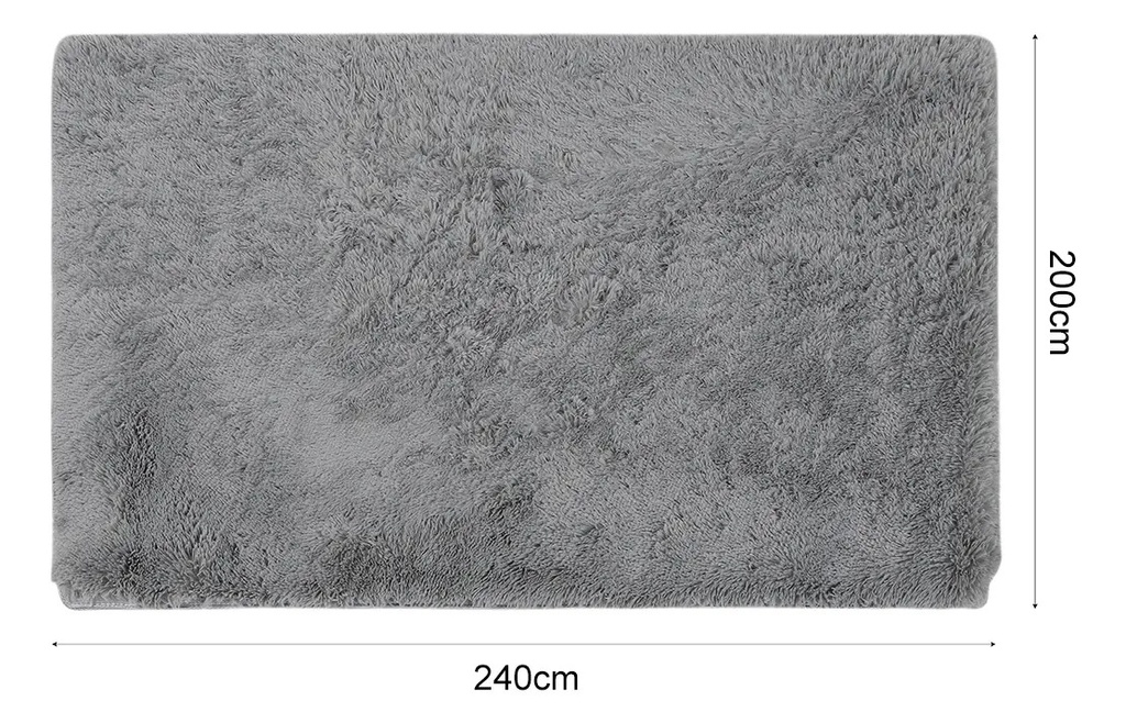 Alfombra Pelo 200x240cm Dakota Alf240 Suave Antideslizante Multiuso Living Dormitorio Baño Color Gris 2.4 M 2 M