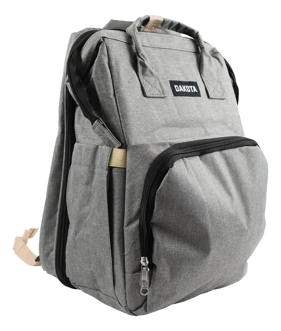 Bolso Mochila Cambiador Maternal Térmica Bebes Dakota Bb Mo Unisex Color Gris Claro Rayas