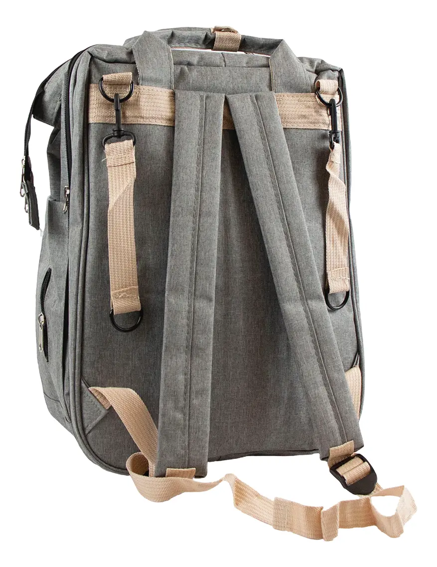 Bolso Mochila Cambiador Maternal Térmica Bebes Dakota Bb Mo Unisex Color Gris Claro Rayas