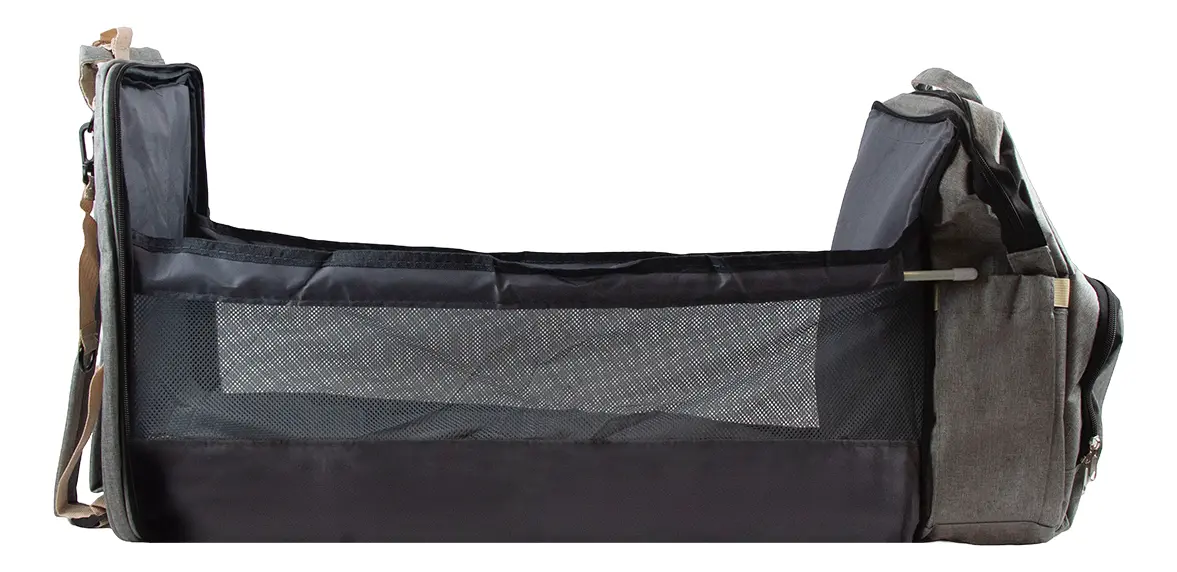 Bolso Mochila Cambiador Maternal Térmica Bebes Dakota Bb Mo Unisex Color Gris Claro Rayas