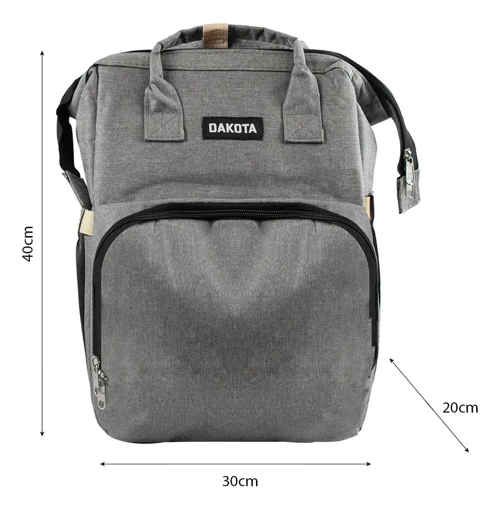 Bolso Mochila Cambiador Maternal Térmica Bebes Dakota Bb Mo Unisex Color Gris Claro Rayas