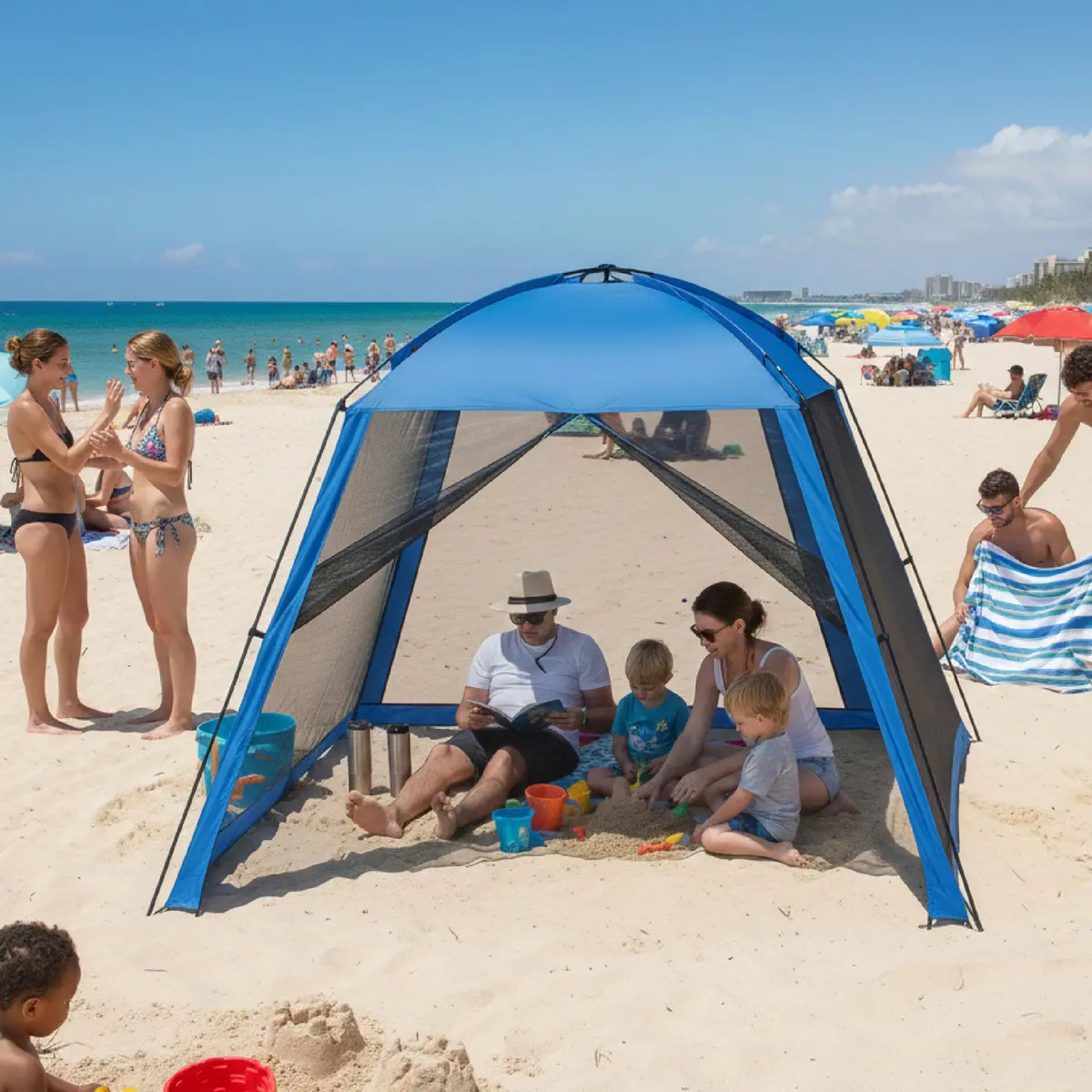 Gazebo 3x3 Armado Facil Paredes + Puerta Completo Color Azul Oscuro Azul Oscuro