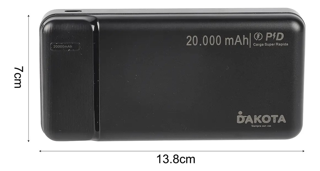 Cargador Portátil Dakota Power Bank Carga Rápida Negro