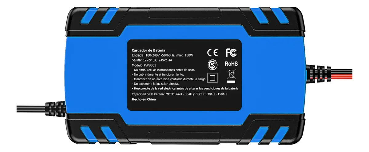 Cargador Inteligente De Batería Dakota 12v 24v 8a Pantalla Auto Moto Agm