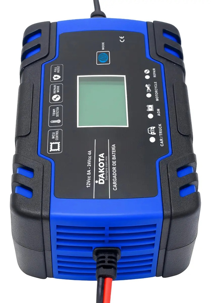 Cargador Inteligente De Batería Dakota 12v 24v 8a Pantalla Auto Moto Agm