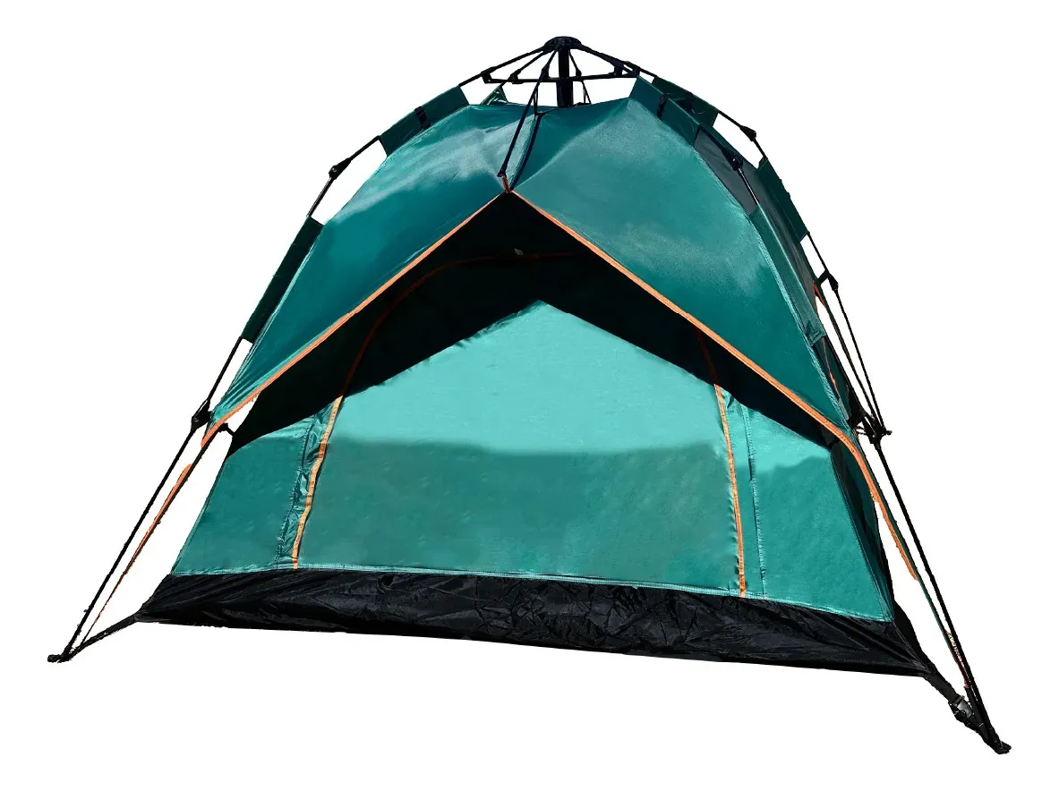 Carpa Verde Dakota Para Camping 4 Personas 2,00 X 2,00 X 1,35 M Con Techo Armado Automático