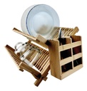 Seca Platos Escurridor De Madera Bambú Dakota 2 Niveles Plegable Marrón
