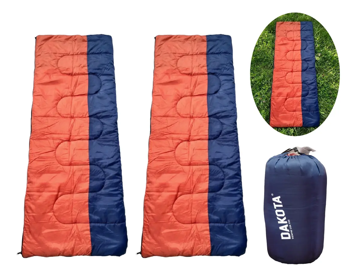 Combo X2 Bolsas De Dormir Térmica Impermeable Dakota Rectangular 10°c A 20°c Azul-naranja Azul-naranjax2 Derecho